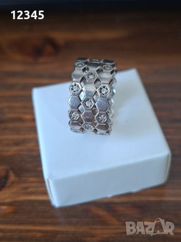 Модерна сребърна халка с цирконий , снимка 2 - Пръстени - 54125251