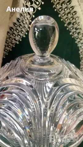 Кристална захарница, бонбониера с капак, снимка 3 - Други - 49935644