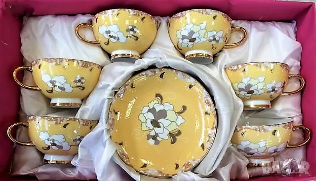 Комплект за кафе от костен порцелан, снимка 4 - Сервизи - 42062069