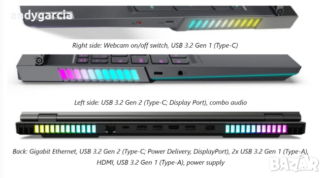 NVIDIA RTX 3080 16GB GDDR6/Intel Core i7-11800H/16GB RAM/1TB SSD/16 WQXGA 165Hz IPS/Lenovo Legion 7, снимка 13 - Лаптопи за игри - 54236623