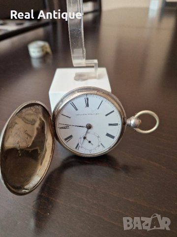 Рядък антикварен колекционерски американски сребърен джобен часовник Appleton Tracy & Co -Waltham , снимка 4 - Антикварни и старинни предмети - 51617506
