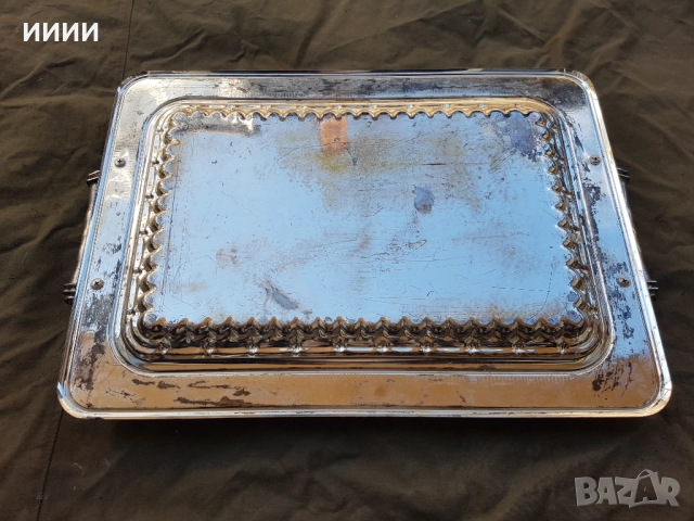 Голям посребрен и позлатен поднос, снимка 2 - Антикварни и старинни предмети - 52799582