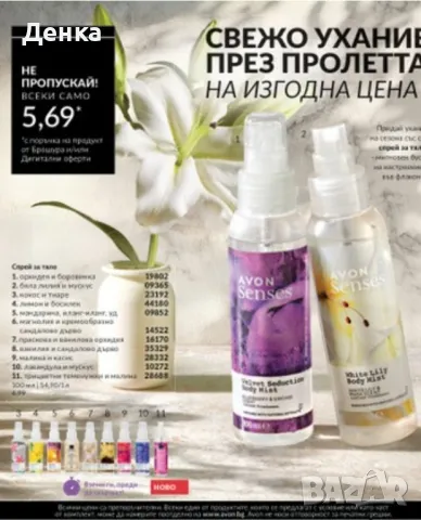 Avon Спрейове за тяло 