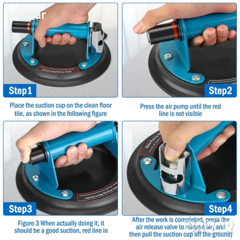 Вендузи за стъкло, комплект от 2 броя с метална дръжка, 20 см, товароносимост 220 кг, сини, снимка 5 - Други стоки за дома - 49990911