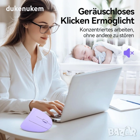 Ергономична вертикална безжична мишка TECKNET – Bluetooth + USB, 4800 DPI, снимка 5 - Клавиатури и мишки - 53254518