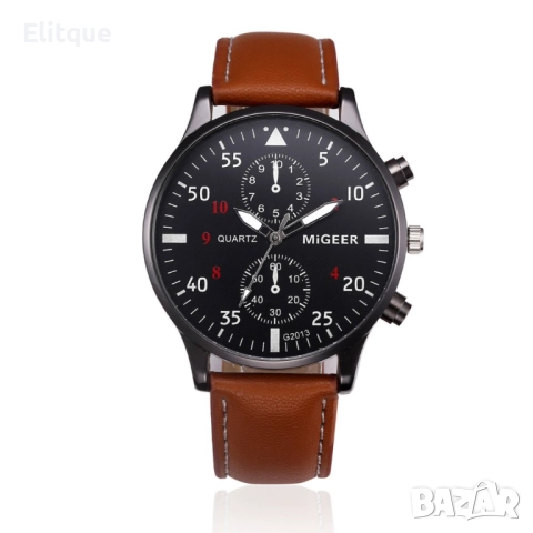 Спортно-елегантен мъжки часовник с к. каишка и кварцов механизъм  , снимка 2 - Мъжки - 52819458