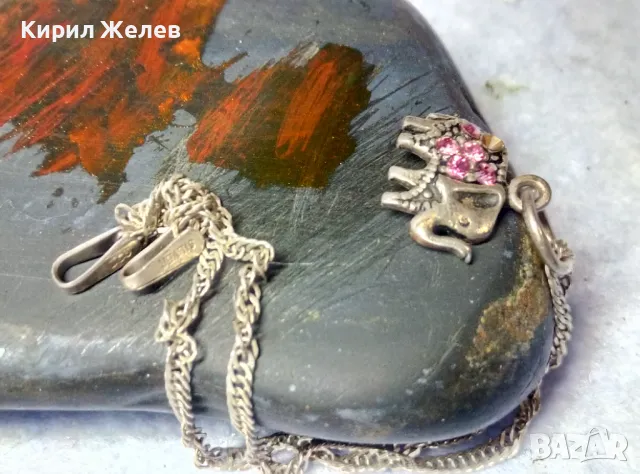 СТИЛНА ВИНТИДЖ ПЛЕТКА СРЕБЪРНА ГРИВНА СРЕБРО 925 със СРЕБЪРНА ВИСУЛКА СЛОНЧЕ с КРИСТАЛЧЕТА 49315, снимка 4 - Гривни - 49757269