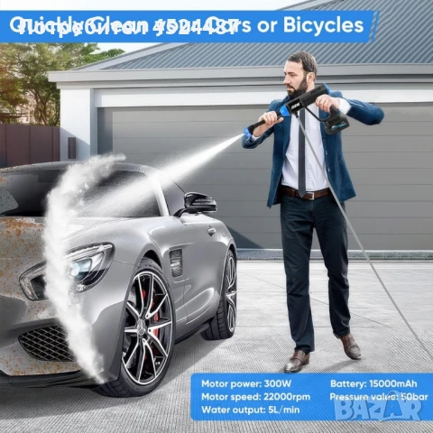 Акумулаторна водоструйка 48V – Пистолет за миене с LCD дисплей и 6 режима, снимка 2 - Други инструменти - 50666345