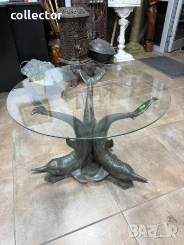 Бронзова фигурална масичка за кафе с ДЕЛФИНИ. №7648