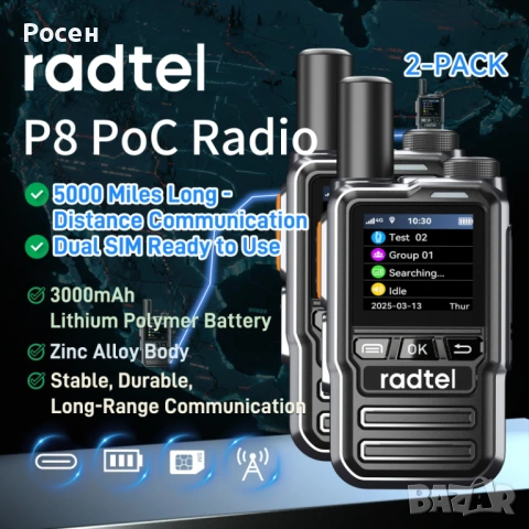 Радиостанция Radtel P8 без лимит за обхвата., снимка 6 - Друга електроника - 53008233