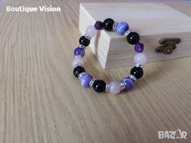 Ново! Гривни с естествени камъни - Ахати различни видове, снимка 3 - Гривни - 31532478