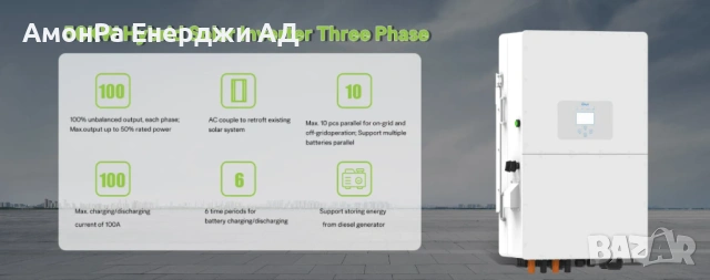 Хибриден трифазен инвертор Deye 50KW, SUN-50K-SG01HP3-EU, 3 MPPT, снимка 2 - Друга електроника - 53996633