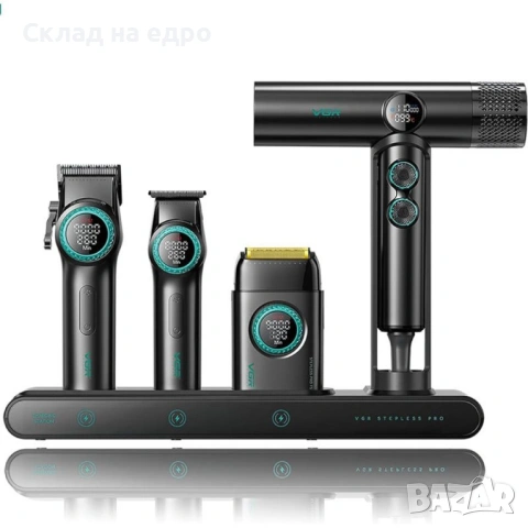 VGR Combo 4 в 1 Barber ПРОФЕСИОНАЛНА машинка за постригване комплект, снимка 3 - Машинки за подстригване - 53520965