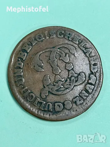 1/2 щубер 1786 г, Херцогство Юлих-Берг - стара медна монета, снимка 2 - Нумизматика и бонистика - 49708332