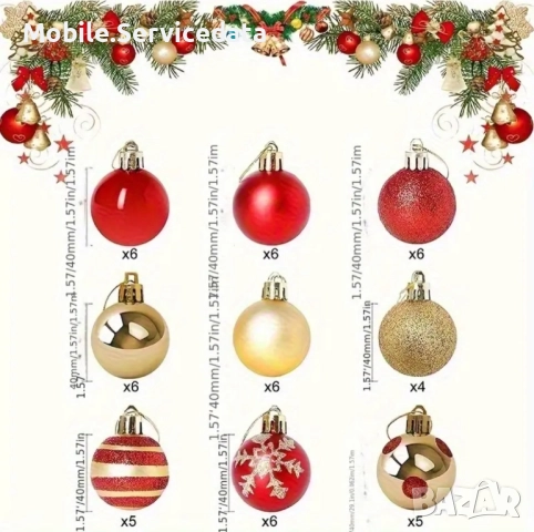 Комплект от 100 коледни топки многоцветни 3 стила , снимка 5 - Декорация за дома - 52193474