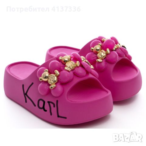 Karl Lagerfeld дамски чехли с декоративни елементи , стилни дамски чехли, снимка 3 - Чехли - 46385775