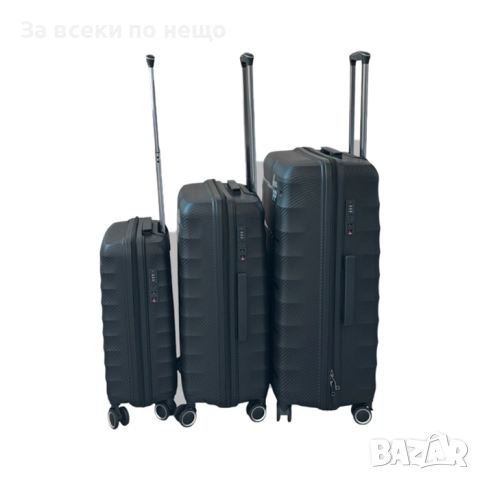Комплект куфари 3 в 1 – Полипропилен, Ултра здрави, Леки, Черен цвят, снимка 3 - Други - 52336138