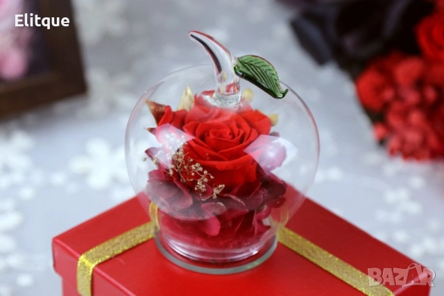 Вечна Роза в стъклена ябълка  YSH F, снимка 11 - Подаръци за жени - 52895116