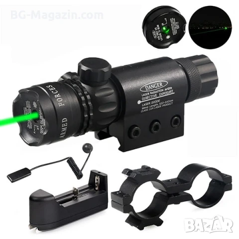Акумулаторен зелен лазерен прицел мерник за лов въздушна пушка еърсофт лазер оръжие зелена точка, снимка 2 - Оборудване и аксесоари за оръжия - 51051945