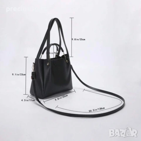 Нова черна дамска чанта с дълга дръжка, снимка 4 - Чанти - 51141448