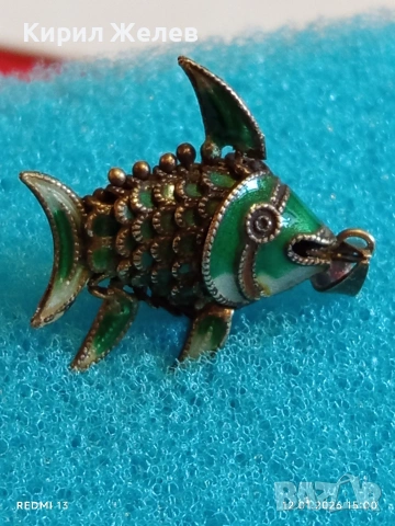 Сребърна висулка във формата на подвижна Риба 🐟 популярен талисман много красива 52543