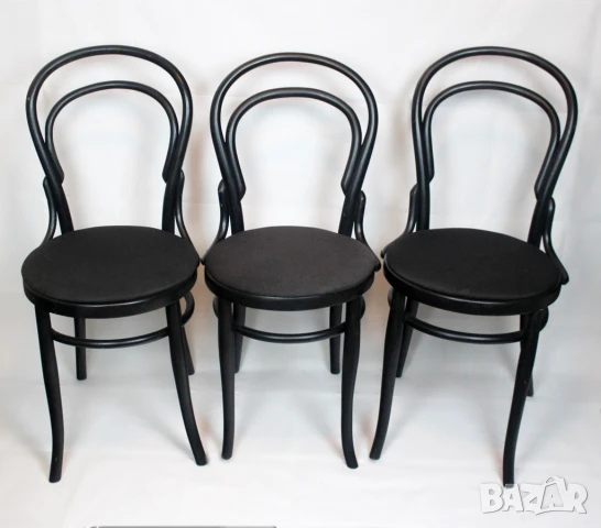Дървени трапезни столове мека седалка черни