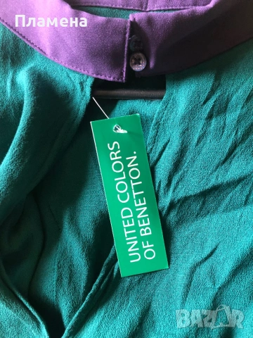 Зелено и лилаво риза хл на united colors of Benetton , снимка 4 - Ризи - 53930013