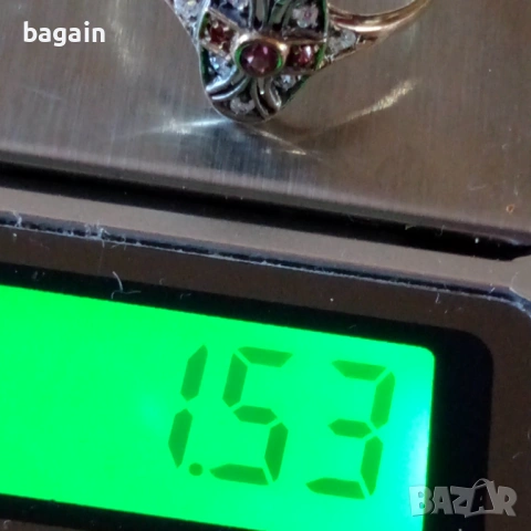 Уникален пръстен с рубини. Сребро с позлата., снимка 3 - Пръстени - 53112125