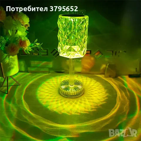 LED RGB сензорна настолна кристална лампа с функция, снимка 1 - Лед осветление - 48297965