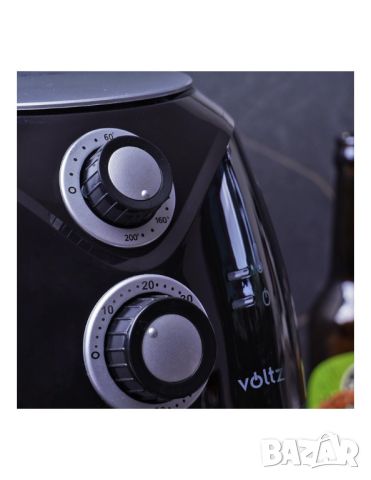 Фритюрник AirFryer, 1600W, 3л., горещ въздух, таймер, до 200°C, черен, снимка 3 - Фритюрници - 46797969