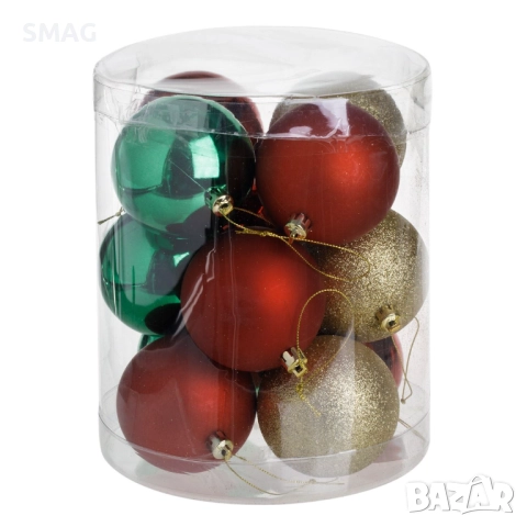 Комплект коледни топки зелено-червено-златисти Ø5 см_1240983