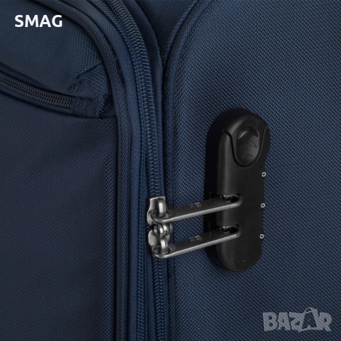 Куфар с колелца за пътуване, тъмносин с външни отделения, 83 л._1239391, снимка 6 - Куфари - 52200160