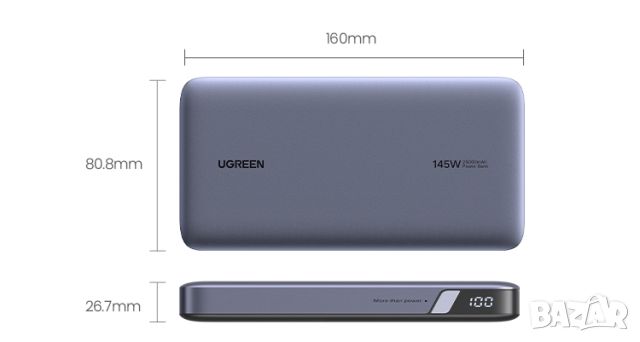 Ugreen 145W Power Bank за лаптоп с 3 порта 25000mAh, снимка 8 - Оригинални батерии - 45911130