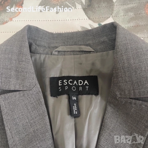 Дамско сако Escada Sport с 2 копчета, размер 34 XS сиво, снимка 2 - Сака - 52461323