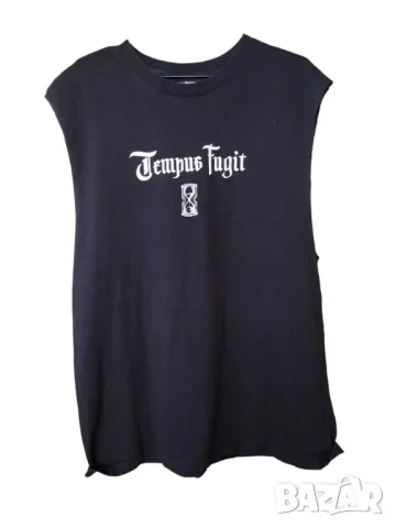 Мъжка тениска без ръкави с надпис Bershka, 100% памук, Черна, XL, снимка 1