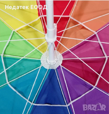 Плажен ветроустойчив чадър, Многоцветен, Ø2.25 м., снимка 2 - Други - 50454943