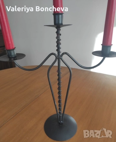 Черен метален свещник , снимка 3 - Колекции - 53031419