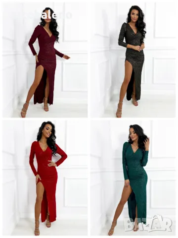 Дамска вечерна рокля с блясък Queen, 4цвята 