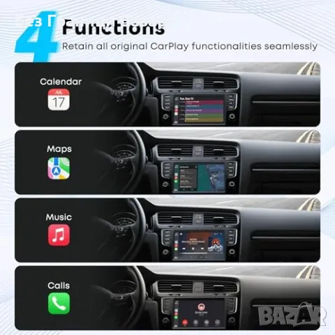 Нов компактен безжичен CarPlay адаптер Лесен и удобен за кола и iPhone, снимка 4 - Друга електроника - 48306491