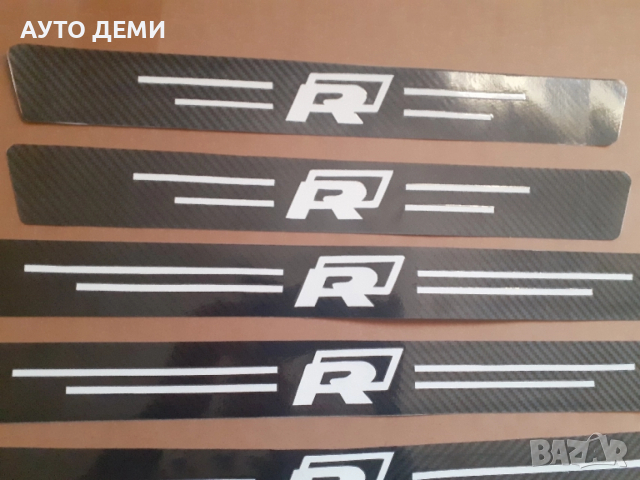 Качествени карбон черни стикери за прагове на автомобил кола марка R line Р лайн + подарък , снимка 7 - Аксесоари и консумативи - 45343183