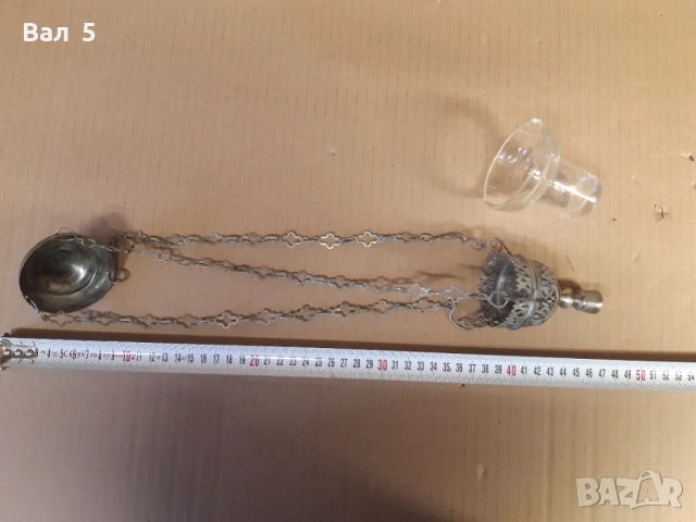 Много старо домашно метално кандило с чашка, снимка 5 - Антикварни и старинни предмети - 53987427