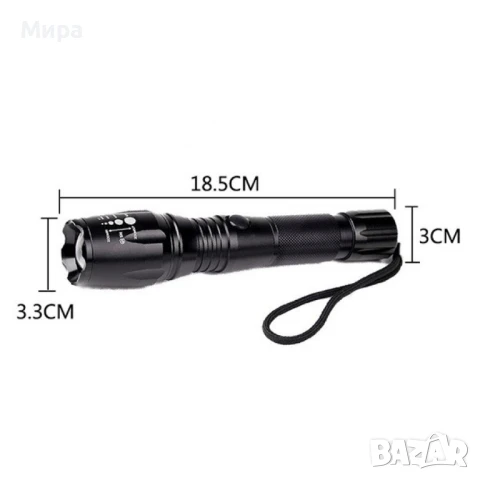 Фенер  CREE T6 с телескопичен фокус, LED лампа, корпус от  алуминиева сплав FL4, снимка 9 - Лед осветление - 50544271