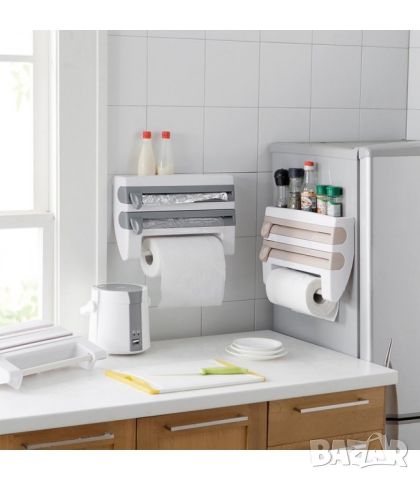 Поставка за кухненска хартия и фолио Triple paper, Цвят: Бяло с бежово, снимка 7 - Аксесоари за кухня - 45694600