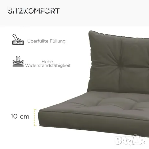 Комплект от 2 градински възглавници за седалки Outsunny, устойчиви на атмосферни влияния, с копчета, снимка 2 - Градински мебели, декорация  - 50374712