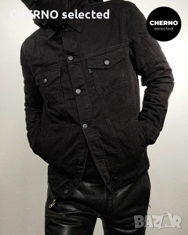 Мъжко черно дънково • деним яке SAINT MORTA Denim Jacket – размер L , снимка 4 - Якета - 53850783