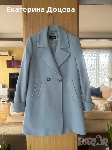 Светлосиньо елегантно палто
