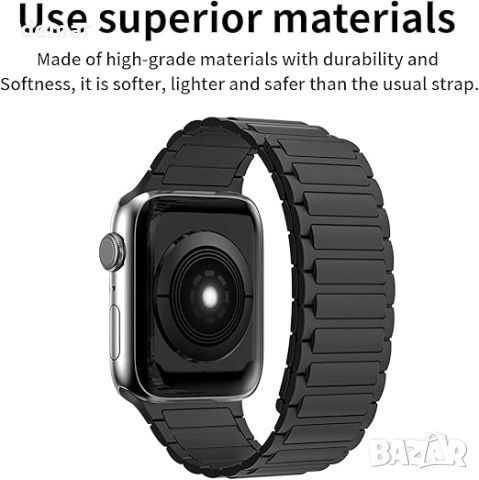 BELIYO Сменяема силиконова магнитна каишка за Apple Watch, съвместима с iWatch SE/SE2/8/7/6/5/4/3/2, снимка 5 - Каишки за часовници - 46447721