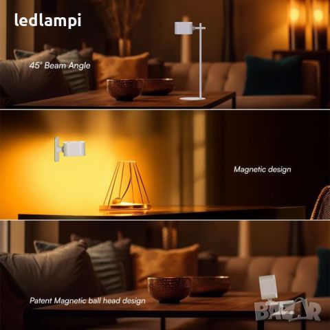 Настолна LED Магнитна Лампа 3W Бяла 3в1, снимка 6 - Настолни лампи - 45750473