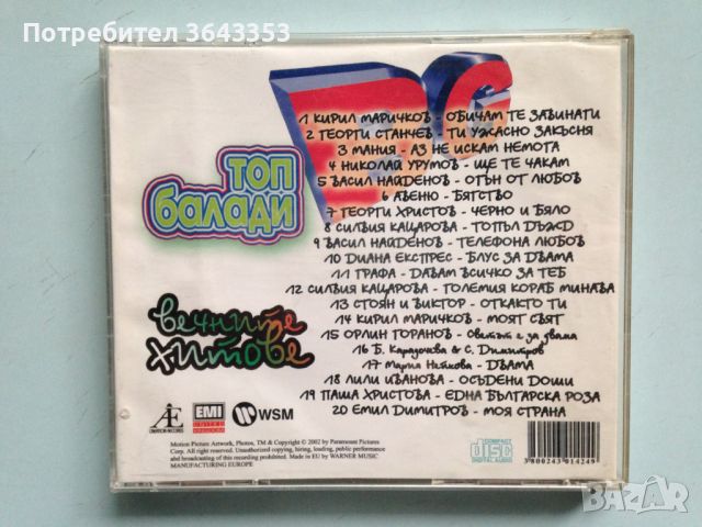 БГ Топ Балади / Вечните Хитове, снимка 2 - CD дискове - 45574399