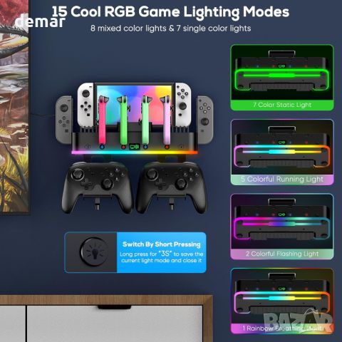 RGB Switch TV докинг станция и стойка за стена за Nintendo Switch/OLED и Joycon, снимка 3 - Аксесоари - 45176362